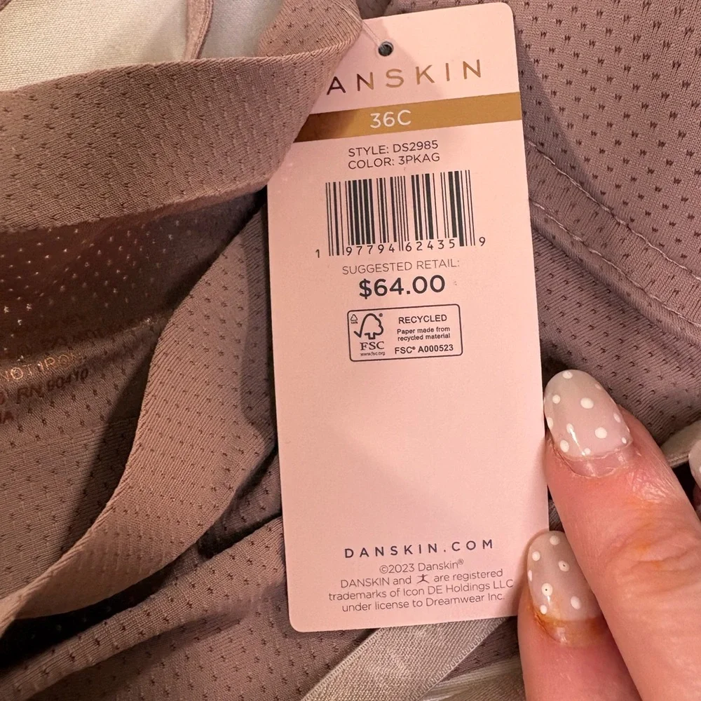 Danskin Women's Bra Trio - Mauve, Beige, Olive - Picture 2 of 3